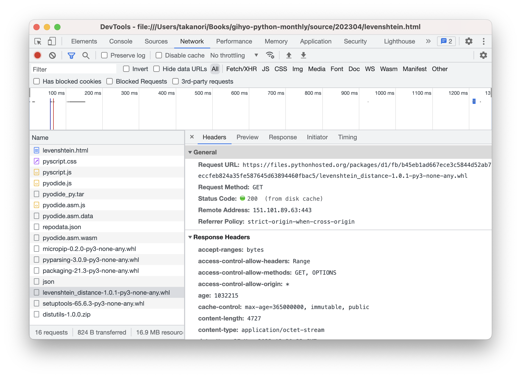 wheelがダウンロードされている